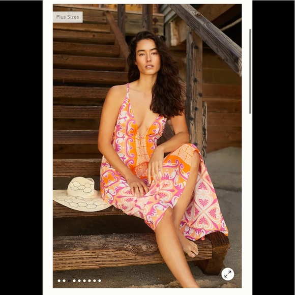 Abstract Midi Cover Up Dress Small - Picture 3 of 10